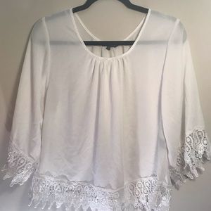 White lace sheer blouse